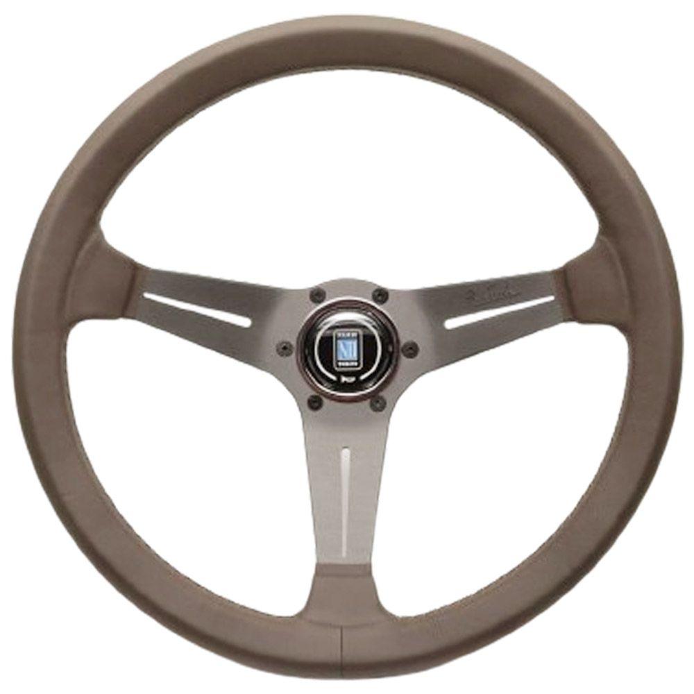 Nardi Deep Corn Revolution Leather Steering Wheel Brown Stitching Grey Spokes 350mm - CDMSPORT