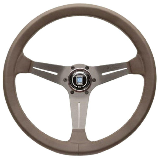 Nardi Deep Corn Revolution Leather Steering Wheel Brown Stitching Grey Spokes 350mm - CDMSPORT