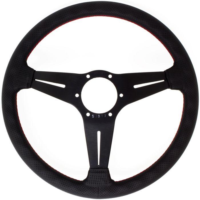 Nardi Deep Corn Perforated Leather Steering Wheel Red Stitching Black Spokes 350mm - CDMSPORT
