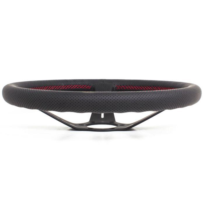 Nardi Deep Corn Perforated Leather Steering Wheel Red Stitching Black Spokes 350mm - CDMSPORT