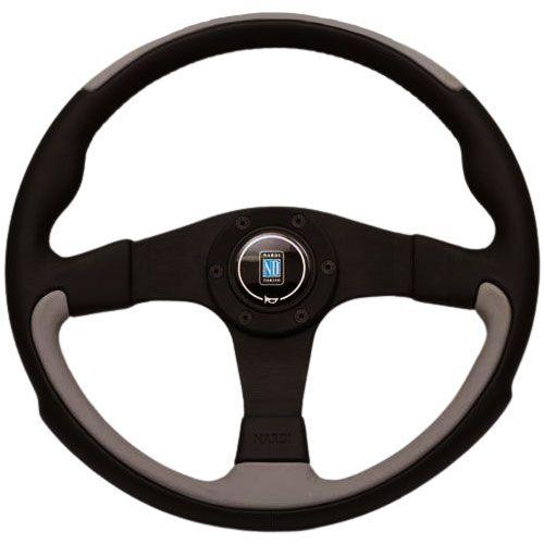 Nardi Leader Black/Grey Leather Steering Wheel Black Spokes 350mm - CDMSPORT