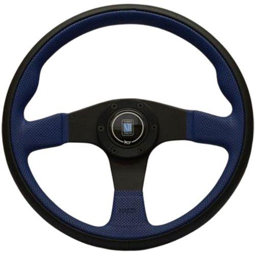 Nardi Twin Line Leather/Blue Perforated Leather Steering Wheel Black Spokes 350mm - CDMSPORT