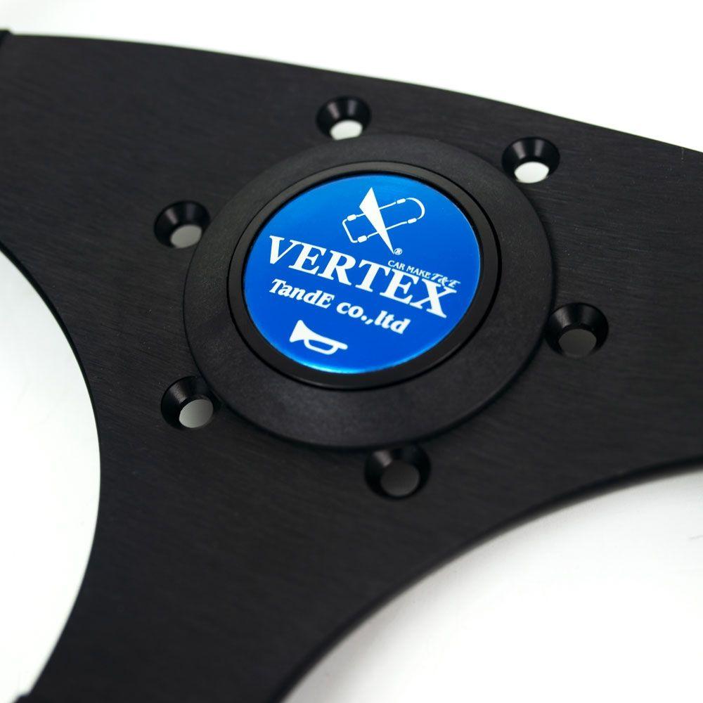 T&E Vertex JDM Leather Steering Wheel Flat Blue 320mm - CDMSPORT