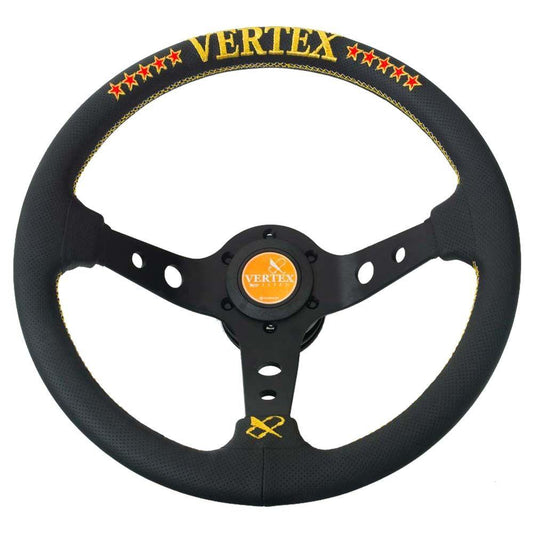 T&E Vertex JDM Steering Wheel 10 Stars Gold and Red 330mm - CDMSPORT