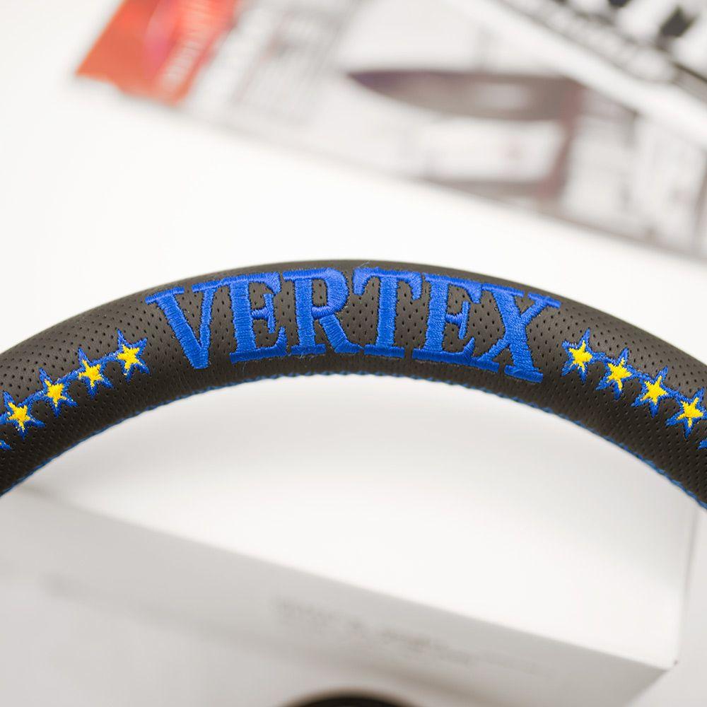 T&E Vertex JDM Perforated Leather Steering Wheel 10 Stars Blue 330mm - CDMSPORT