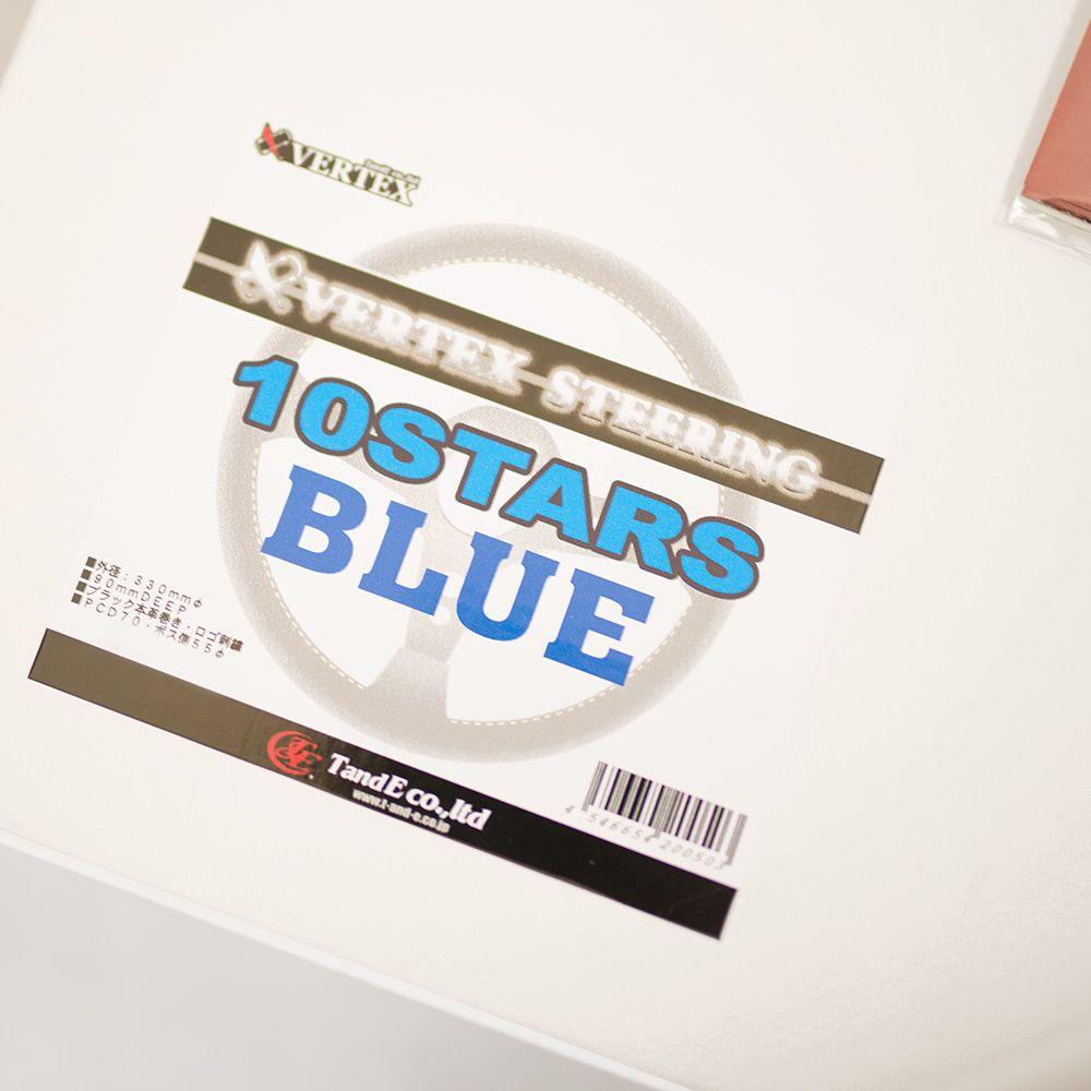 T&E Vertex JDM Perforated Leather Steering Wheel 10 Stars Blue 330mm - CDMSPORT