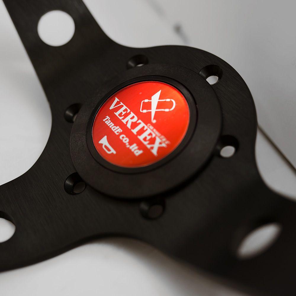 T&E Vertex JDM Perforated Leather Steering Wheel 10 Stars Red 330mm - CDMSPORT