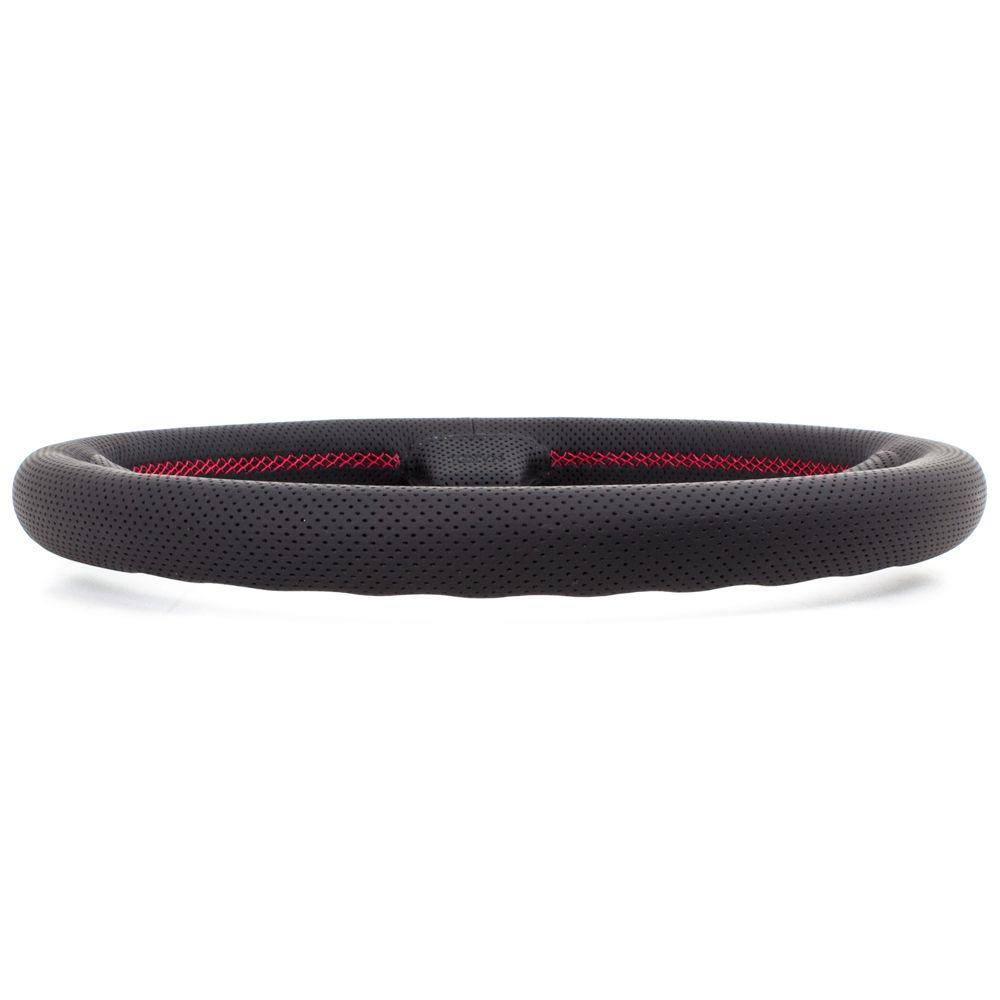 Nardi Gara Leather Steering Wheel Red Stitching Black Spokes 350mm - CDMSPORT