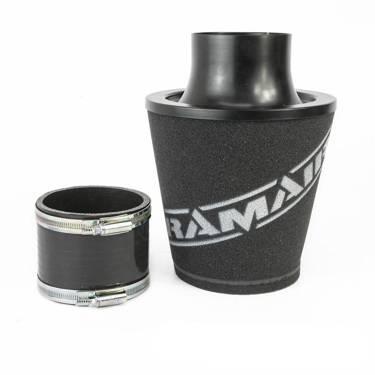 Ramair Medium Foam Filter Aluminium Base 90mm (3.5inch)OD Black with Silicone Coupler