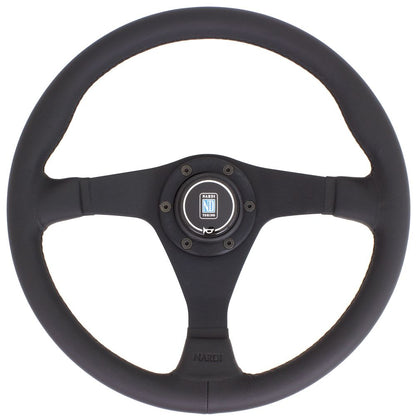 Nardi Gara Leather Steering Wheel Black Stitching Black Spokes 350mm