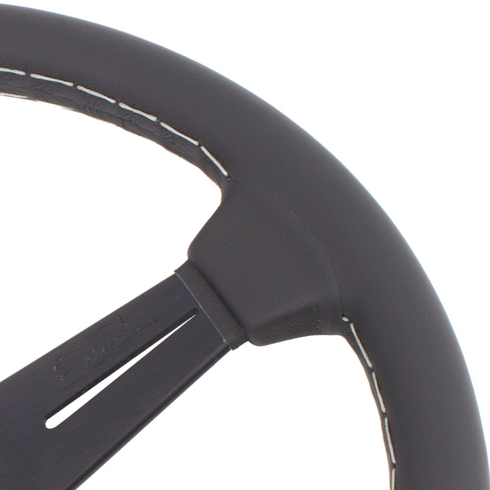 Nardi Classic Leather Steering Wheel Grey Stitching Black Spokes 340mm