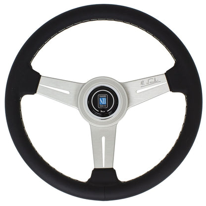 Nardi Classic Leather Steering Wheel Grey Stitching Satin Spokes 330mm