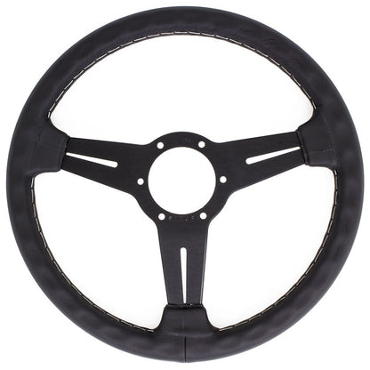 Nardi Classic Leather Steering Wheel Grey Stitching Black Spokes 330mm