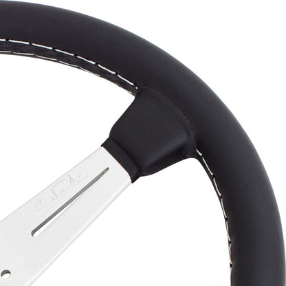 Nardi Classic Leather Steering Wheel Grey Stitching Satin Spokes 360mm