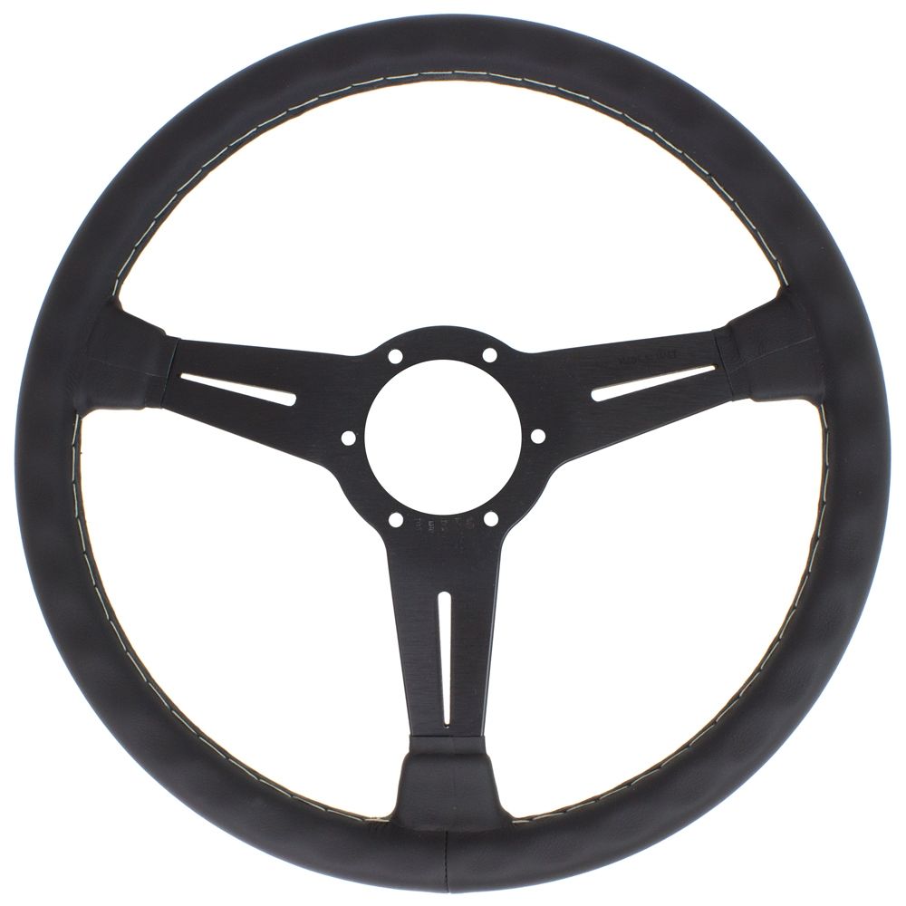 Nardi Classic Leather Steering Wheel Grey Stitching Black Spokes 360mm