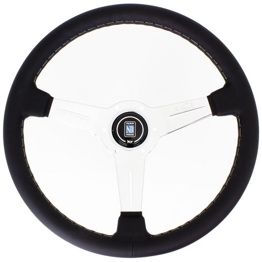 Nardi Classic Leather Steering Wheel Grey Stitching Polished Spokes 360mm