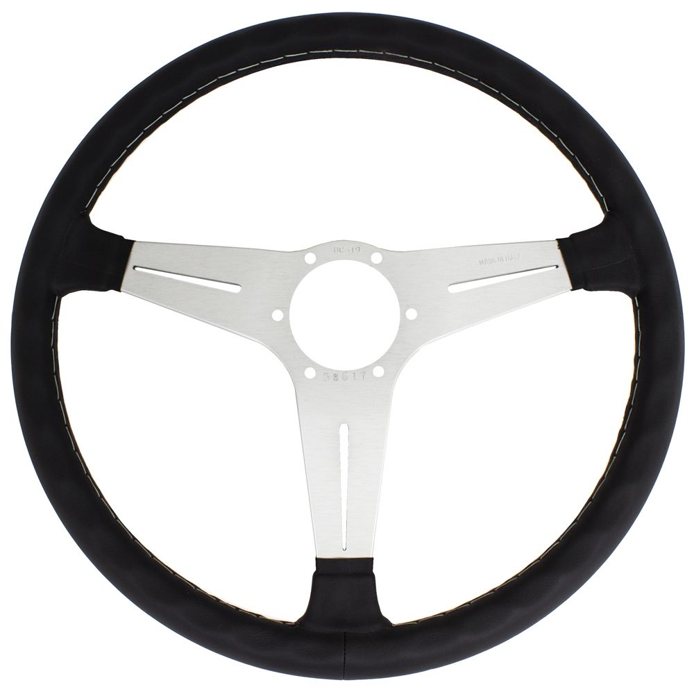 Nardi Classic Leather Steering Wheel Grey Stitching Satin Spokes 340mm