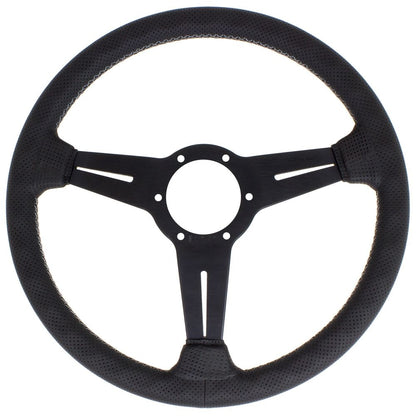 Nardi Classic Perforated Leather Steering Wheel Grey Stitching Black Spokes 340mm