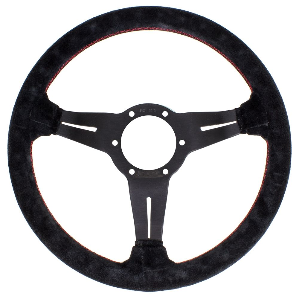 Nardi Deep Corn Suede Steering Wheel Red Stitching Black Spokes 330mm - CDMSPORT