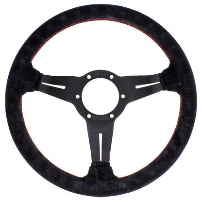 Nardi Deep Corn Suede Steering Wheel Red Stitching Black Spokes 330mm - CDMSPORT