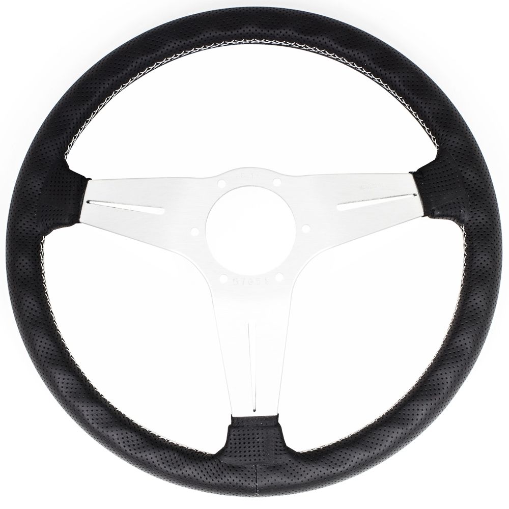 Nardi Deep Corn Perforated Leather Steering Wheel Grey Stitching Satin Spokes 350mm