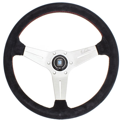 Nardi Deep Corn Suede Steering Wheel Red Stitching Satin Spokes 350mm