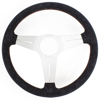 Nardi Deep Corn Suede Steering Wheel Red Stitching Satin Spokes 350mm