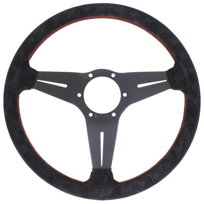 Nardi Deep Corn Suede Steering Wheel Red Stitching Black Spokes 350mm