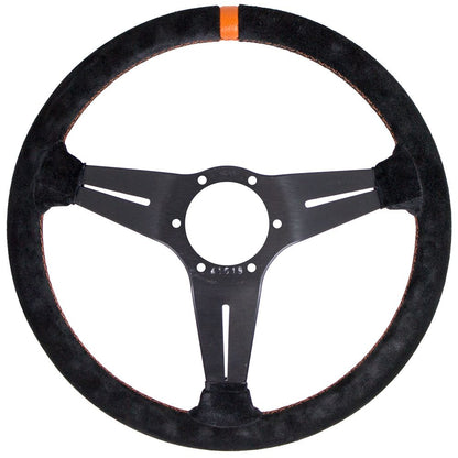 Nardi Deep Corn Suede Steering Wheel Orange Stitching Black Spokes 350mm Driftworks