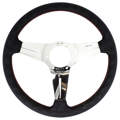 Nardi Deep Corn Perforated Leather Steering Wheel Red Stitching polished Spokes 350mm