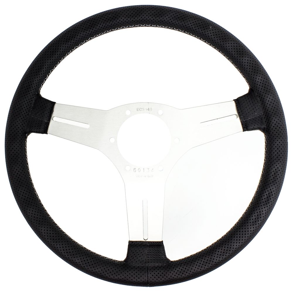 Nardi Competition Perforated Leather Steering Wheel Grey Stitching Satin Spokes 330mm