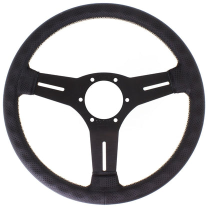 Nardi Competition Perforated Leather Steering Wheel Grey Stitching Black Spokes 330mm