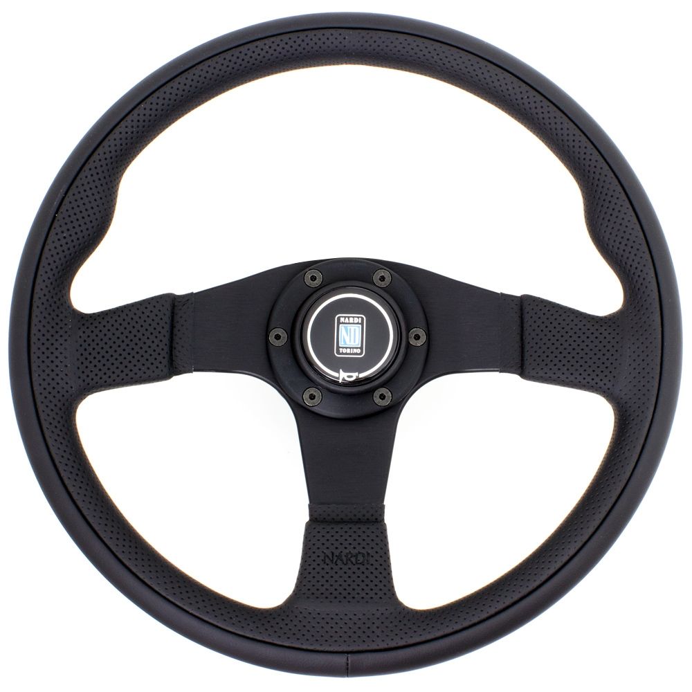 Nardi Twin Line Perforated Leather Steering Wheel Black Spokes 350mm