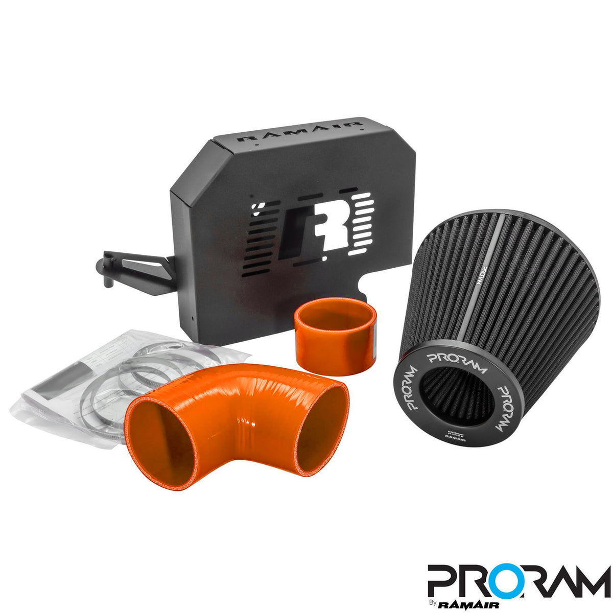 RamAir Performance Pleated Induction Kit for MK2 Focus ST with ECU Holder - Orange Hoses