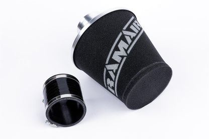Ramair Medium Foam Filter Aluminium Base 100mm OD Silver with Silicone Coupler