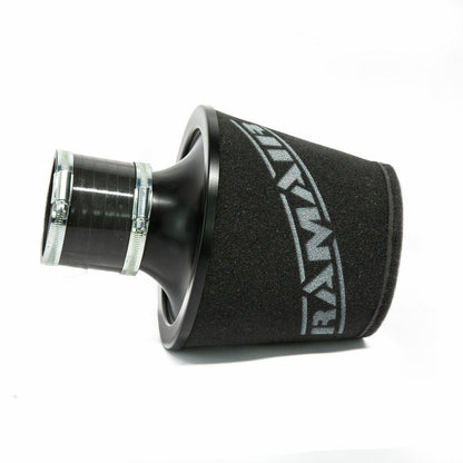 Ramair Foam Jet Stream Large Cone Air Filter 70mm (2.75inch) OD Black with Silicone Coupler