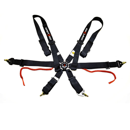 Driftshop 6 Point Safety Harness 3" HANS FIA (Black)