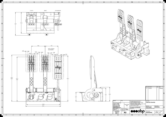 OBP Pedal Box Pro Race V2 - Floor Mounted Forward Facing