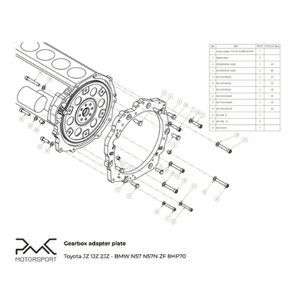 PMC Motorsport Toyota 1JZ / 2JZ - BMW 8HP Gearbox Adaptor Kit