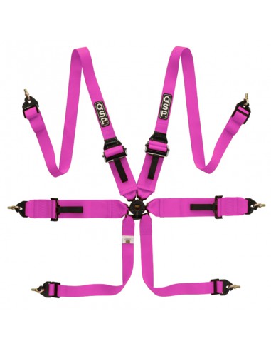 QSP 6 Point Safety Harness 3" FIA FHR Touring (Pink) - CDMSPORT