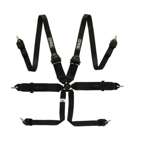 QSP 6 Point Safety Harness 3" HANS FIA (Black) - CDMSPORT