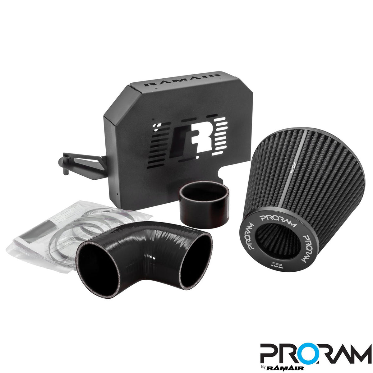 RamAir Performance Pleated Induction Kit for MK2 Focus ST with ECU Holder - Black Hoses