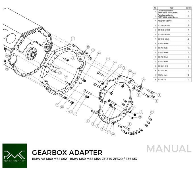 PMC Motorsport Toyota M60 / M62 - BMW M57 GS5-39 / Getrag 420 Gearbox Adaptor Clutch Kit (650NM)