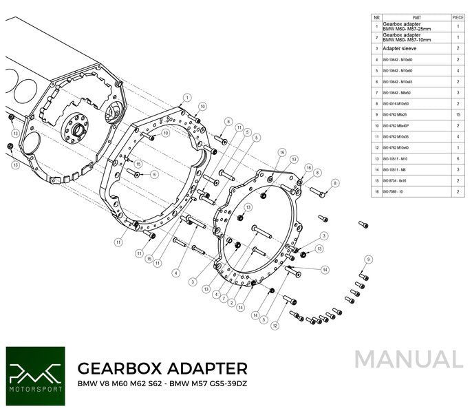 PMC Motorsport Toyota M60 / M62 - BMW M57 GS5-39 / Getrag 420 Gearbox Adaptor Clutch Kit (650NM)