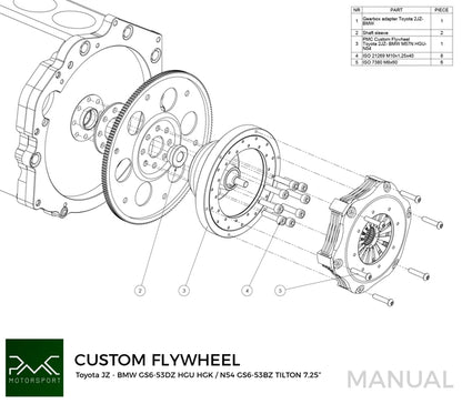 PMC Toyota 1JZ / 2JZ - BMW GS6 M57N HGU HGK Gearbox Adaptor Clutch Kit 184mm Twin Plate Clutch