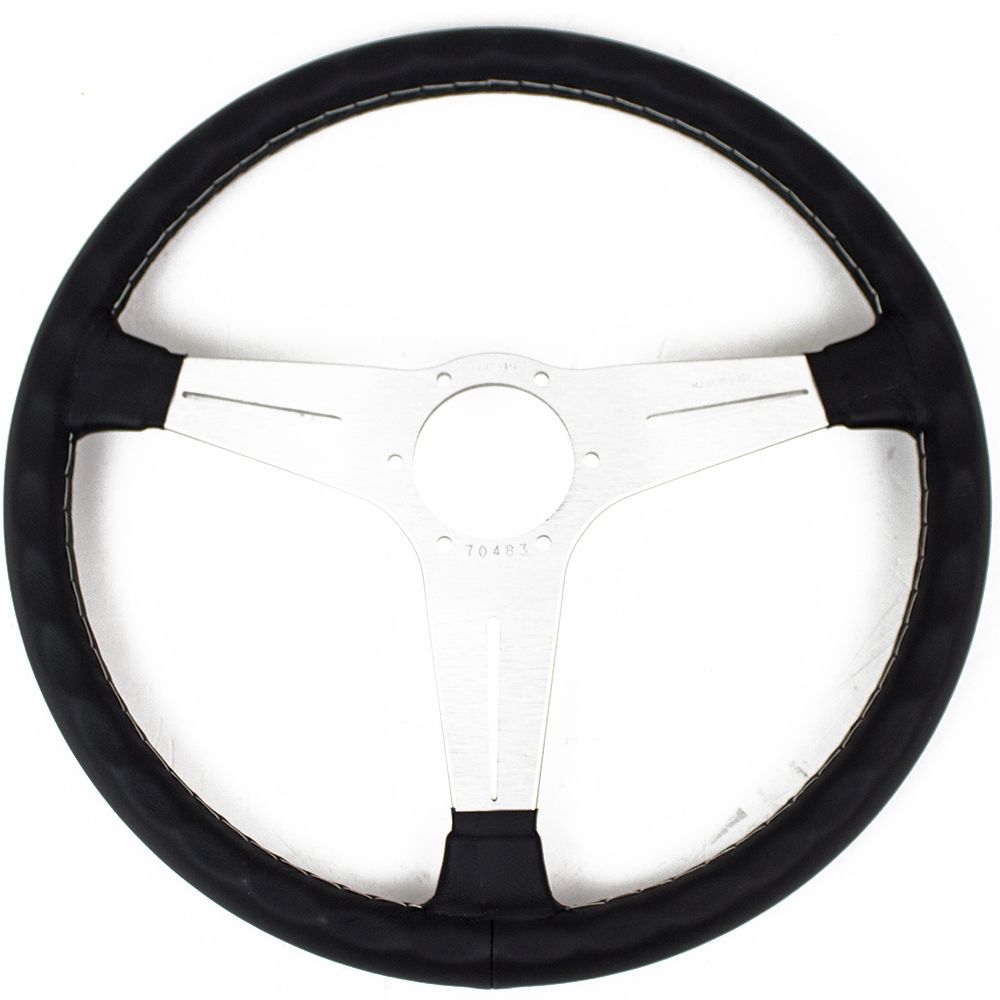 Nardi Classic Leather Steering Wheel Grey Stitching Satin Spokes 390mm