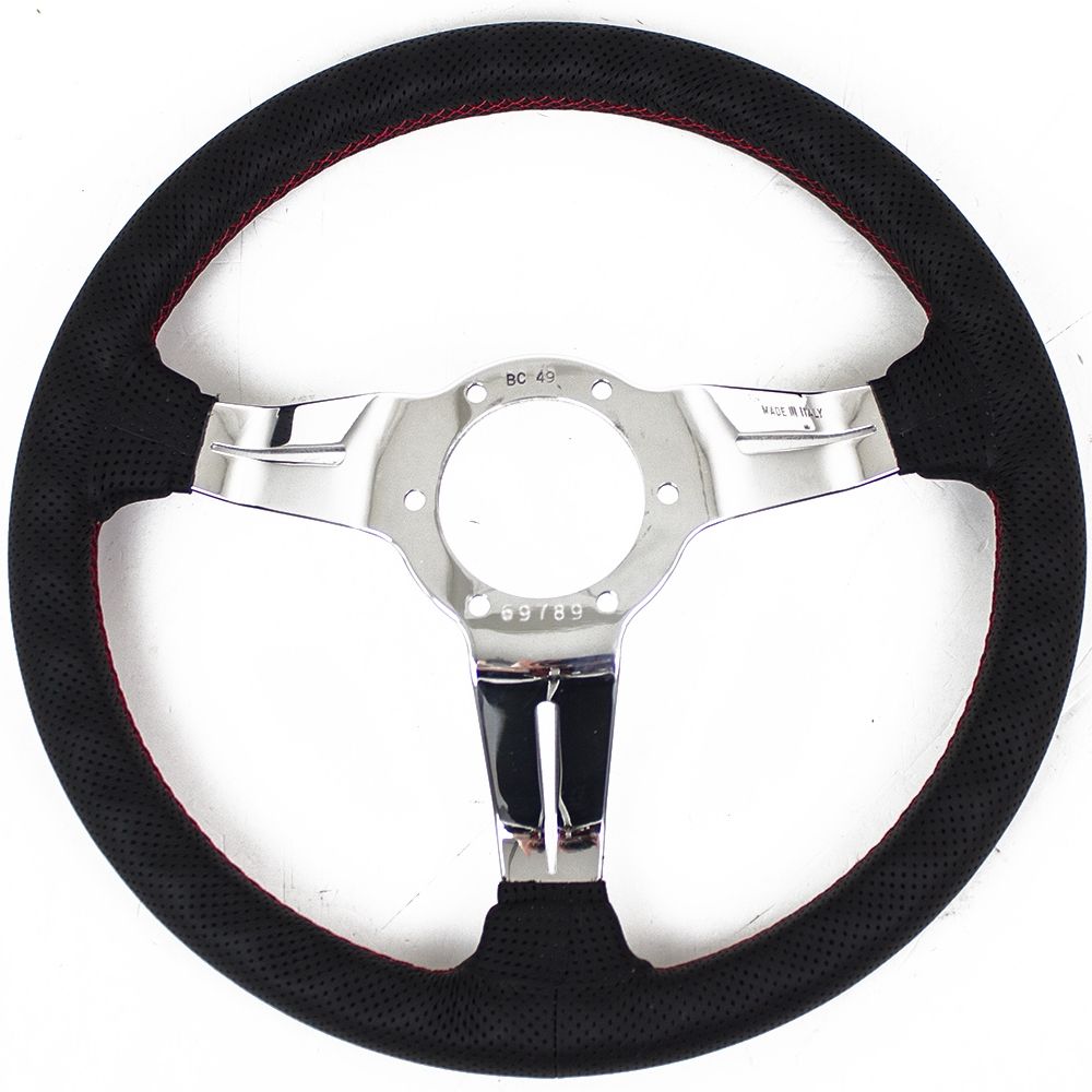 Nardi Deep Corn Perforated Leather Steering Wheel Red Stitching Polished Spokes 330mm