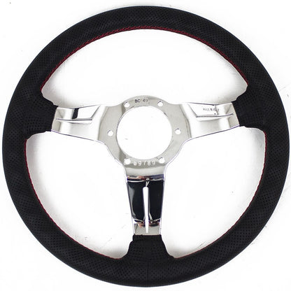 Nardi Deep Corn Perforated Leather Steering Wheel Red Stitching Polished Spokes 330mm