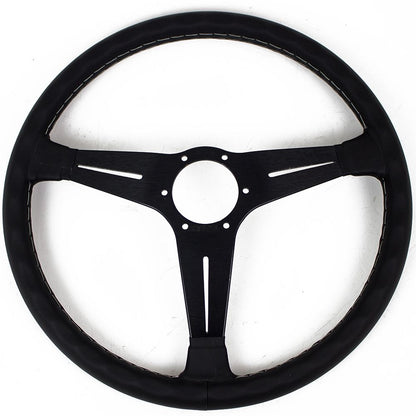 Nardi Classic Leather Steering Wheel Grey Stitching Black Spokes 390mm