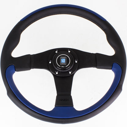 Nardi Leader Black/Blue Leather Steering Wheel Black Spokes 350mm